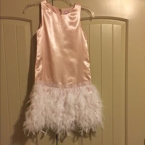 Pink silk feather dress